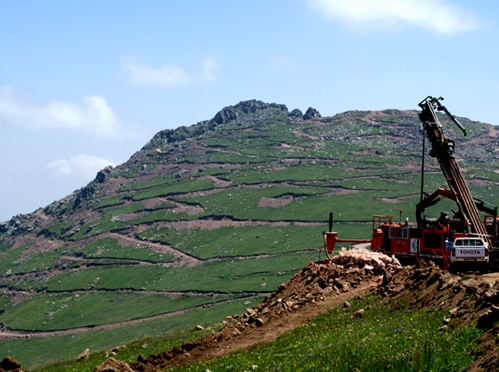 One of the two tops of Amulsar due to become a mine. Traces of drilling works are seen on the slope Image by: Mediamax