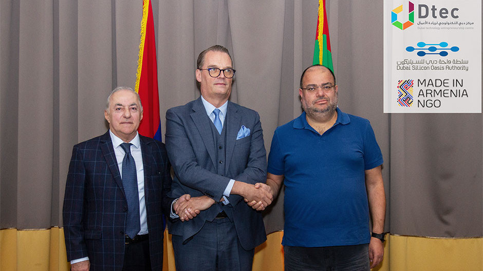 Ashot Grigoryan (President of Made in Armenia NGO), Hans Henrik Christensen and Hayk Vardanyan 